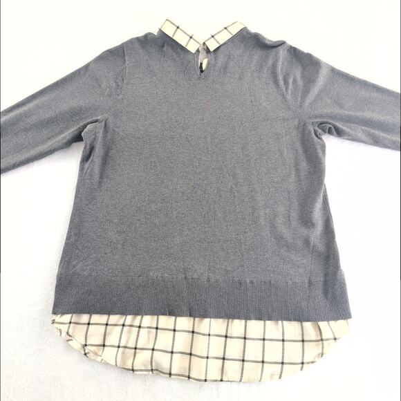 Torrid Twofer Collared Grey Cream Plaid Women's 2XL Preppy Academia - Picture 7 of 10